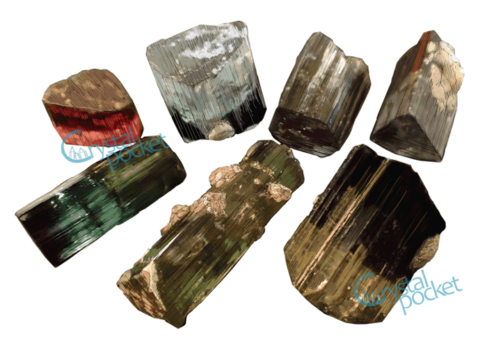 誕生石(10月) トルマリン tourmaline 鉱物 結晶図 商品